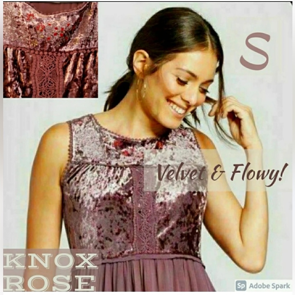 Knox Rose Velvet Tunic Top • Size Medium • EUC
